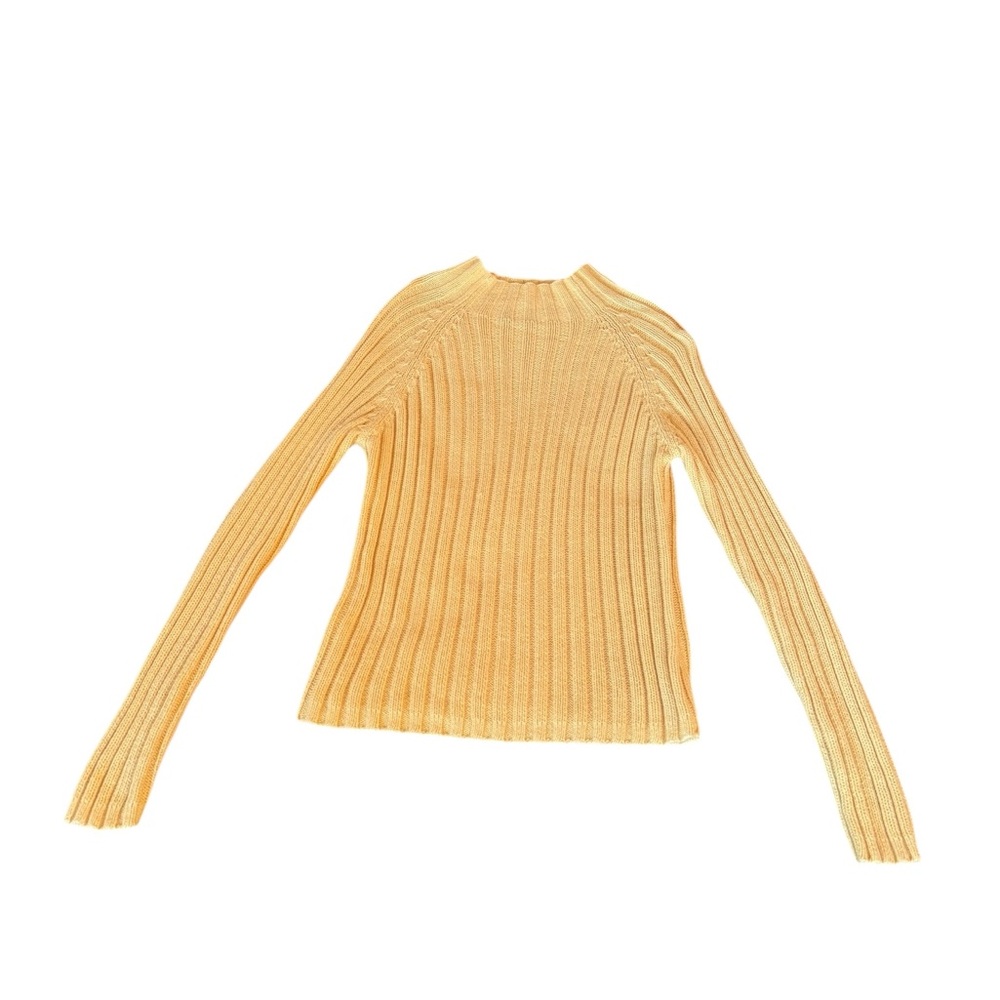 Herman Geist Women's Ribbed Cowl‎ Neck Yellow Sweater SZ M